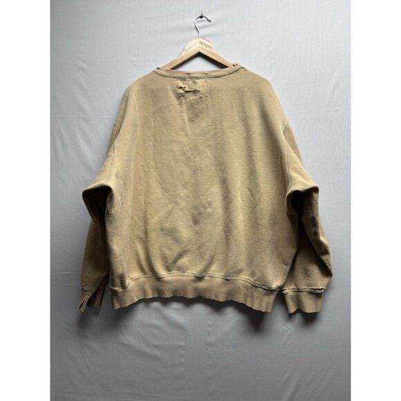 Vintage Distressed 90's Polo Ralph Lauren Tan Beige Crewneck Sweatshirt XXL - Picture 11 of 11